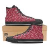 Maroon Paisley Bandana Print Black High Top Shoes-grizzshop