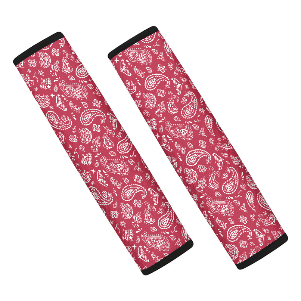 Maroon Paisley Bandana Print Car Seat Belt Cover-grizzshop