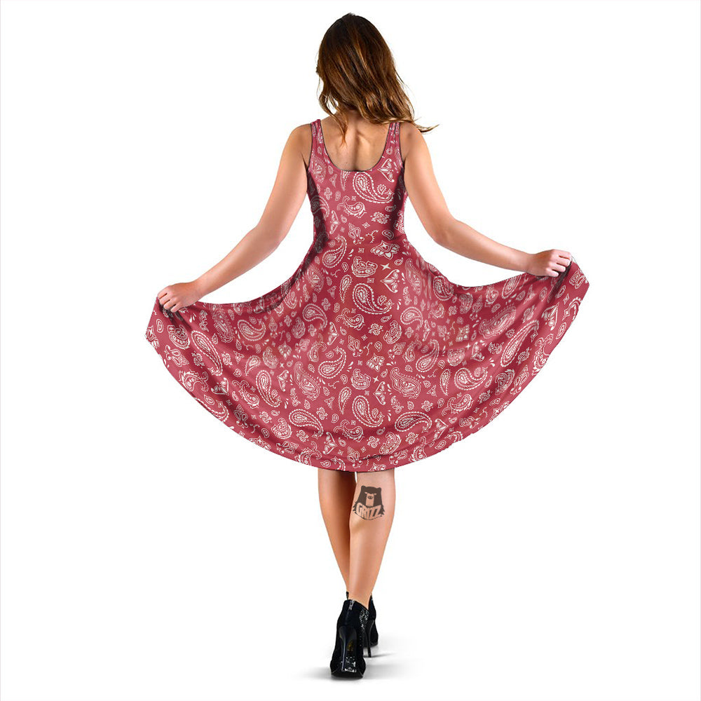 Maroon Paisley Bandana Print Dress-grizzshop