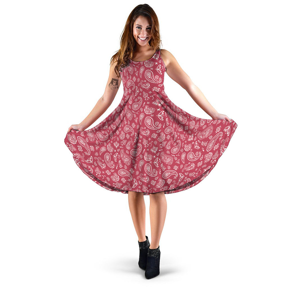 Maroon Paisley Bandana Print Dress-grizzshop