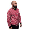 Maroon Paisley Bandana Print Men's Bomber Jacket-grizzshop