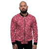 Maroon Paisley Bandana Print Men's Bomber Jacket-grizzshop