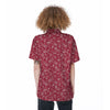 Maroon Paisley Bandana Print Women's Short Sleeve Shirts-grizzshop