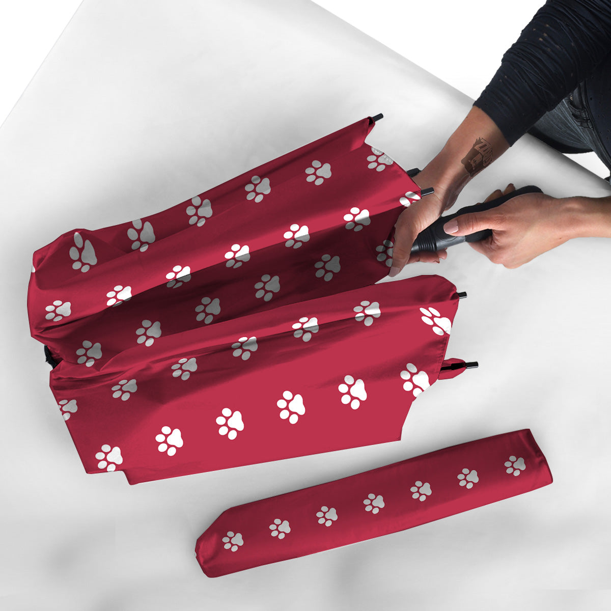 Maroon Paw Print Umbrella-grizzshop