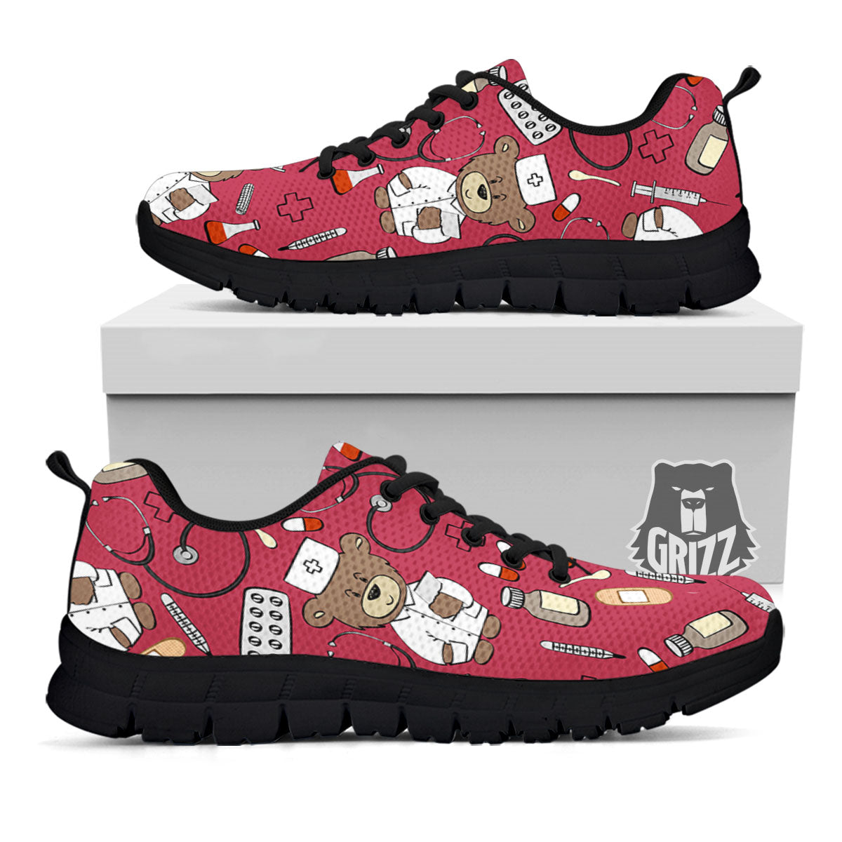 Maroon Teddy Bear Nurse - Sneakers-grizzshop