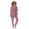 Maroon Wave Striped Print Women's Pajamas-grizzshop