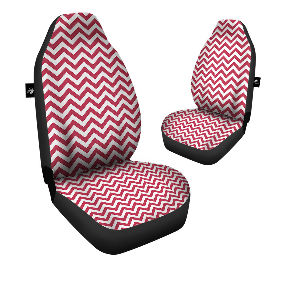 Maroon Zigzag Print Pattern Car Seat Covers-grizzshop