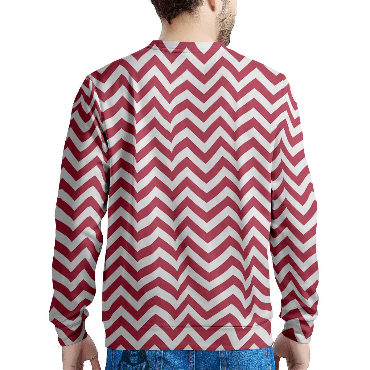 Maroon Zigzag Print Pattern Men's Sweatshirt-grizzshop