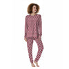 Maroon Zigzag Print Pattern Women's Pajamas-grizzshop