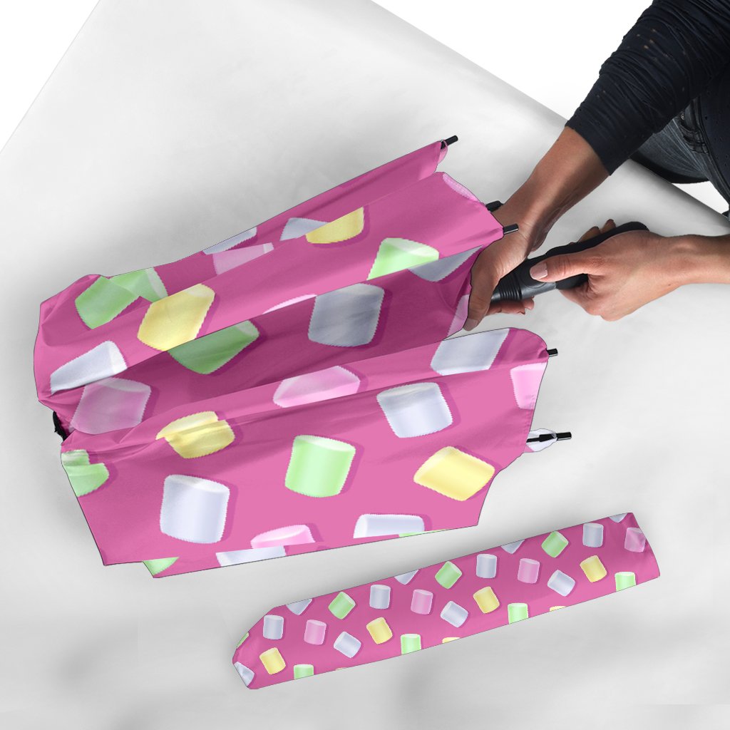Marshmallow Colorful Pattern Print Automatic Foldable Umbrella-grizzshop