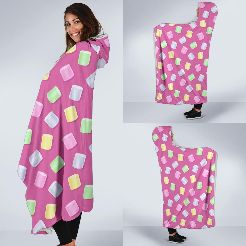 Marshmallow Colorful Pattern Print Hooded Blanket-grizzshop