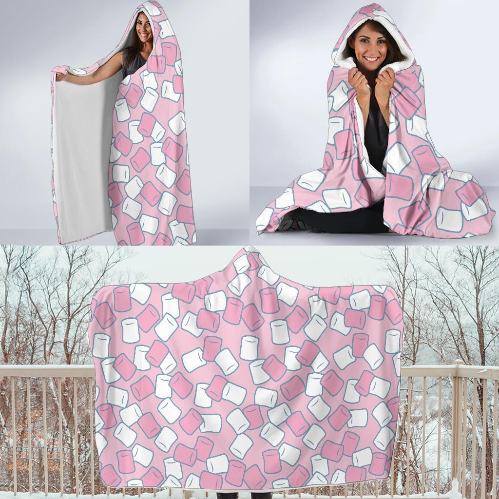 Marshmallow Colorful Print Pattern Hooded Blanket-grizzshop