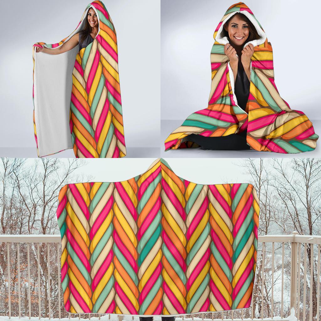 Marshmallow Pattern Print Hooded Blanket-grizzshop