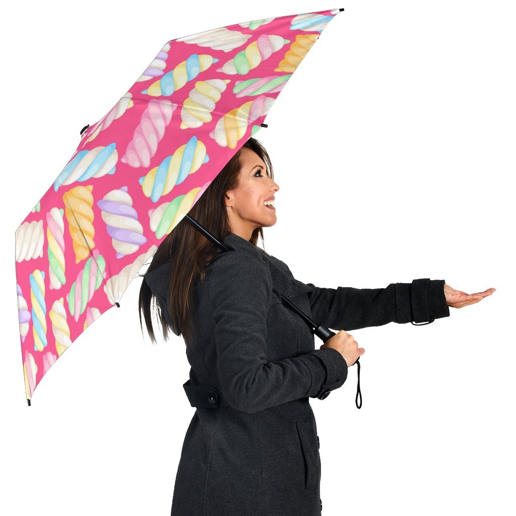 Marshmallow Pink Pattern Print Automatic Foldable Umbrella-grizzshop