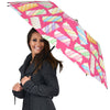 Marshmallow Pink Pattern Print Automatic Foldable Umbrella-grizzshop