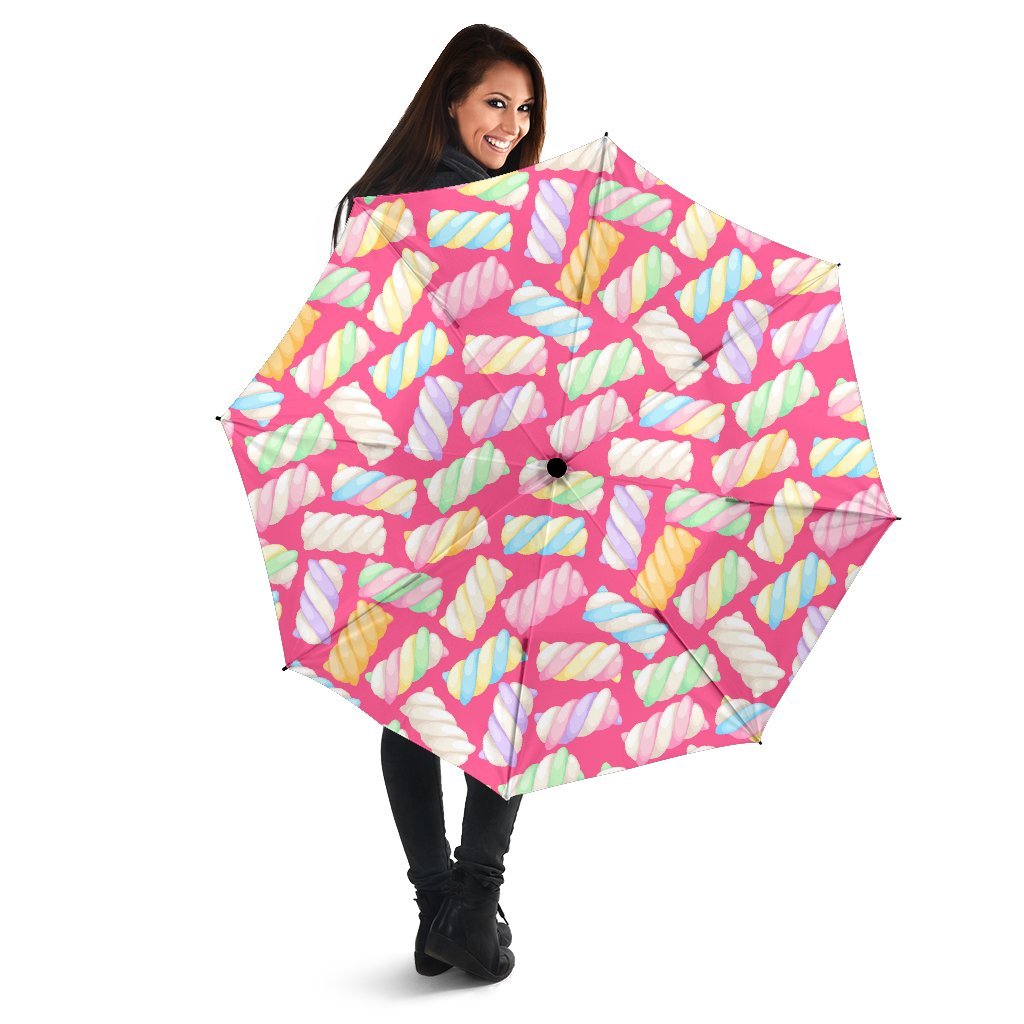 Marshmallow Pink Pattern Print Automatic Foldable Umbrella-grizzshop