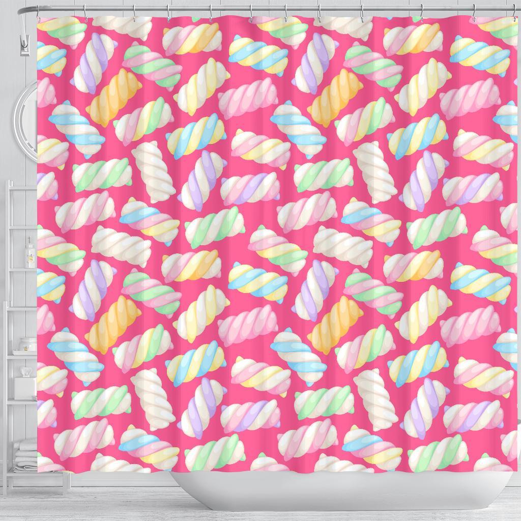 Marshmallow Pink Pattern Print Bathroom Shower Curtain-grizzshop