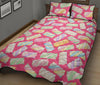 Marshmallow Pink Pattern Print Bed Set Quilt-grizzshop