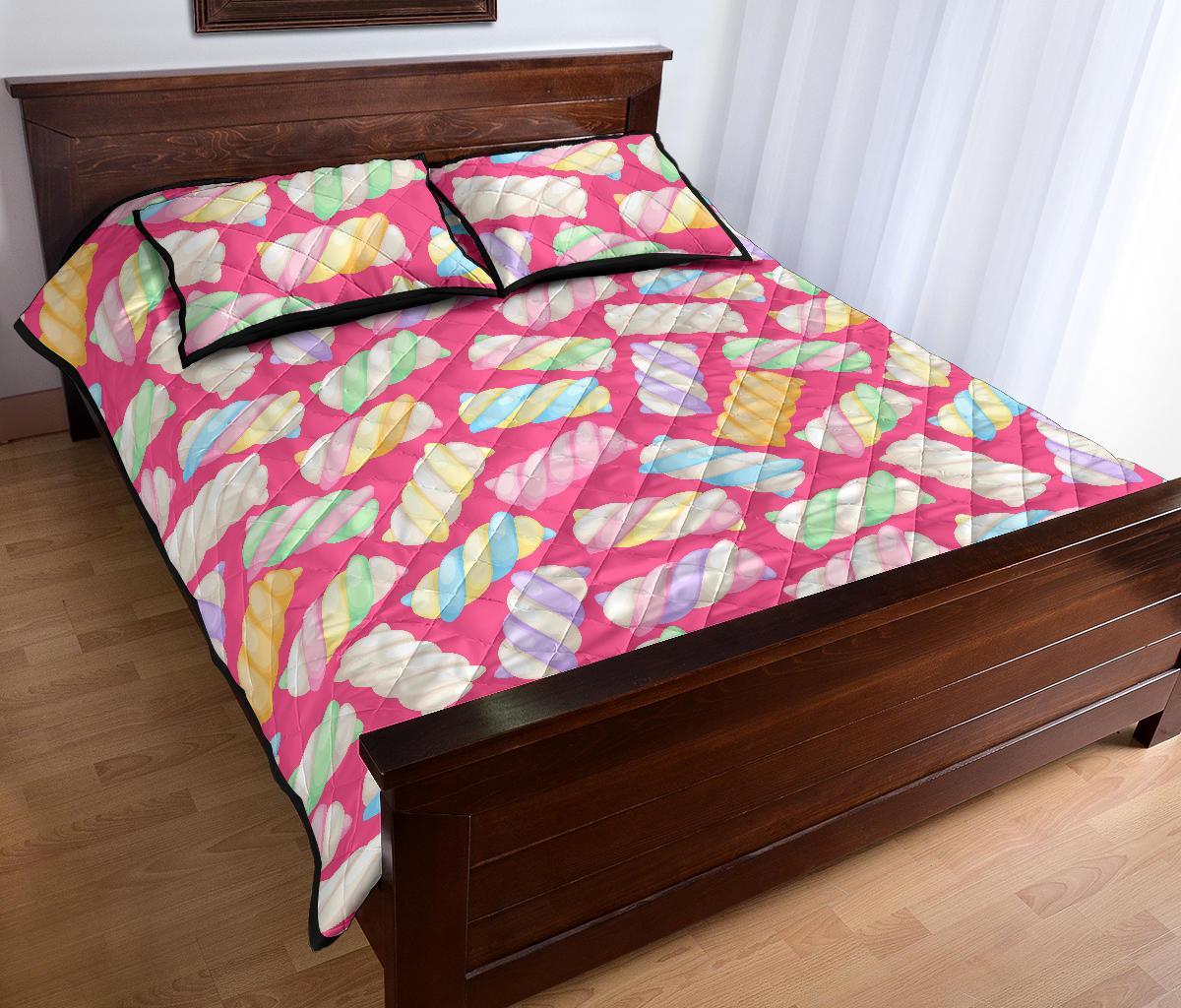 Marshmallow Pink Pattern Print Bed Set Quilt-grizzshop