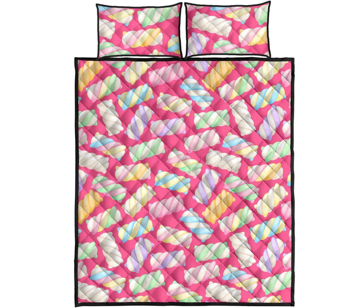 Marshmallow Pink Pattern Print Bed Set Quilt-grizzshop