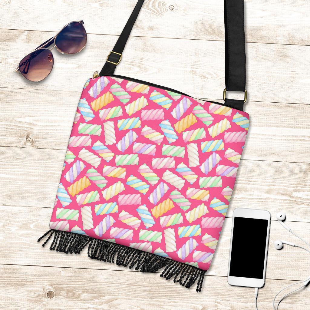 Marshmallow Pink Pattern Print Crossbody bags-grizzshop