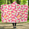 Marshmallow Pink Pattern Print Hooded Blanket-grizzshop