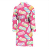 Marshmallow Pink Pattern Print Men Long Robe-grizzshop