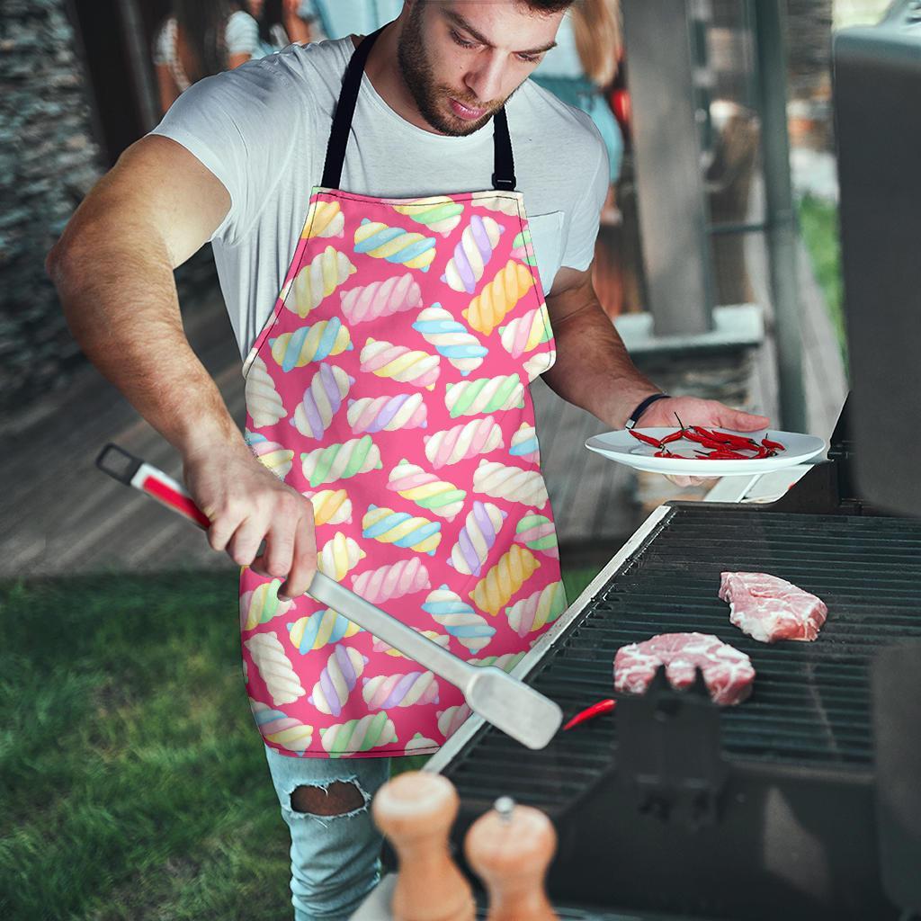 Marshmallow Pink Pattern Print Men's Apron-grizzshop