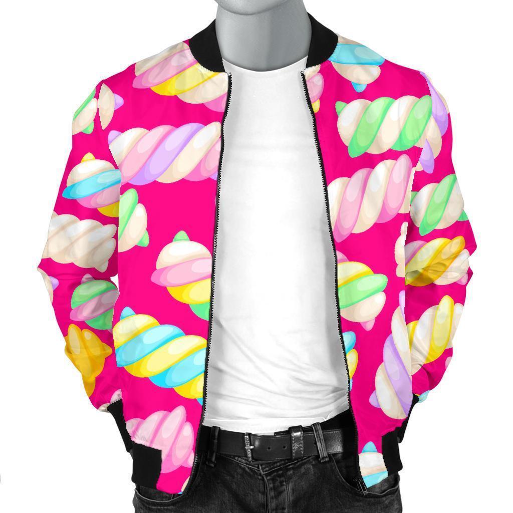 Marshmallow Pink Pattern Print Men's Bomber Jacket-grizzshop