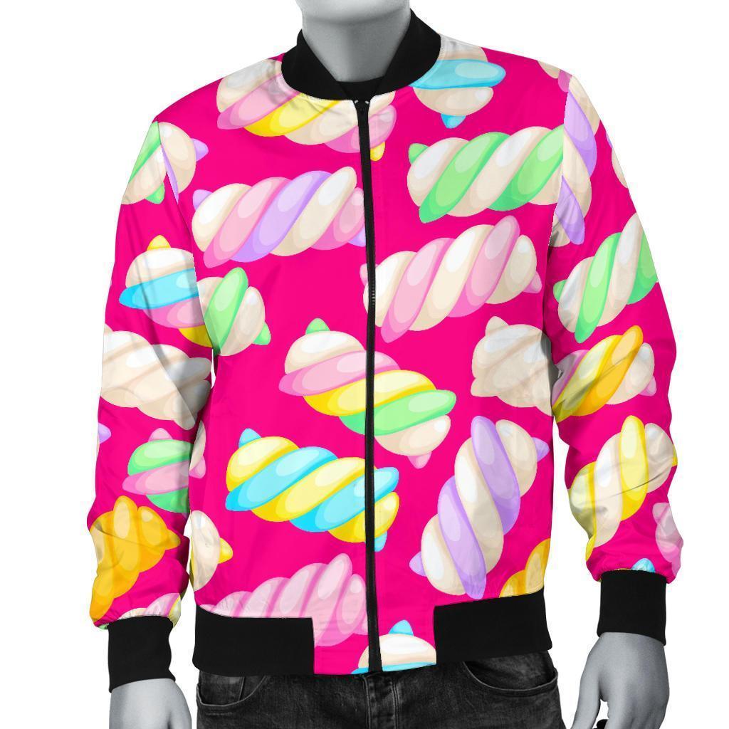 Marshmallow Pink Pattern Print Men's Bomber Jacket-grizzshop