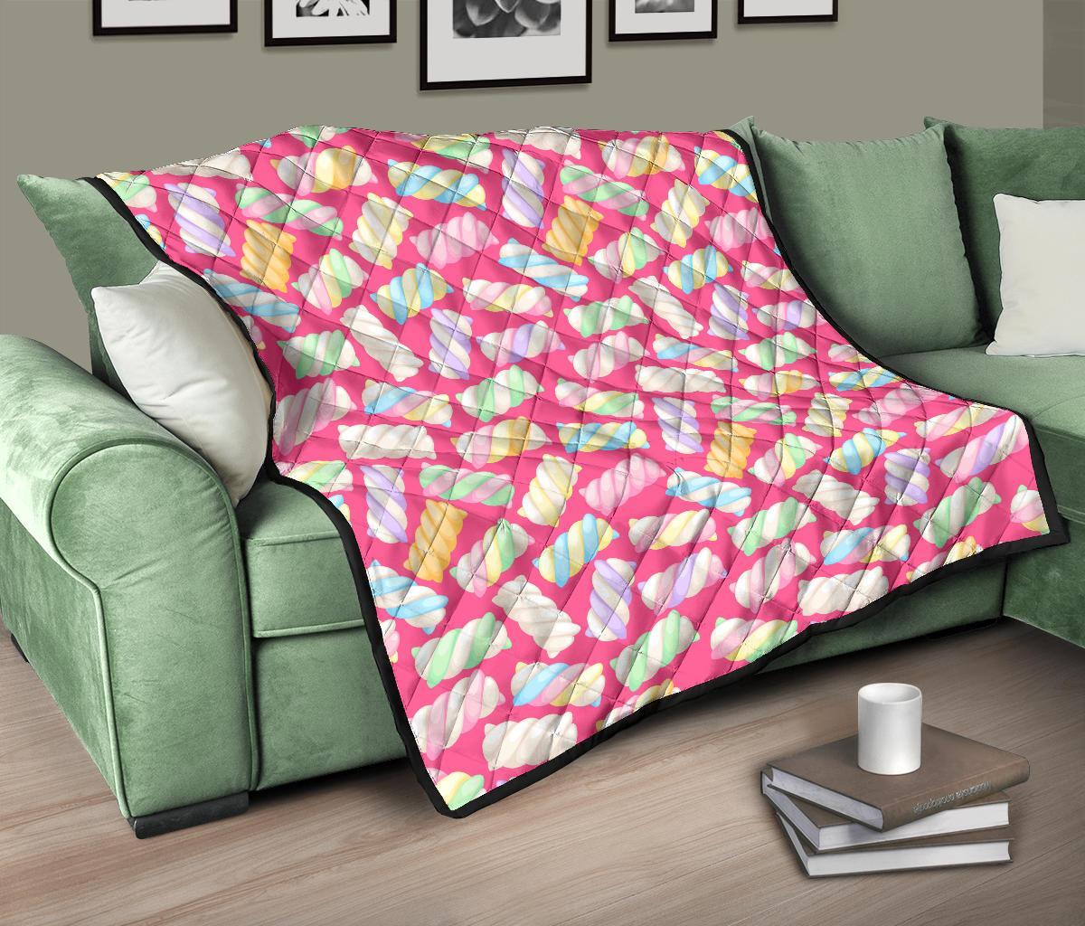 Marshmallow Pink Pattern Print Quilt-grizzshop