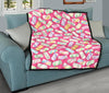 Marshmallow Pink Pattern Print Quilt-grizzshop