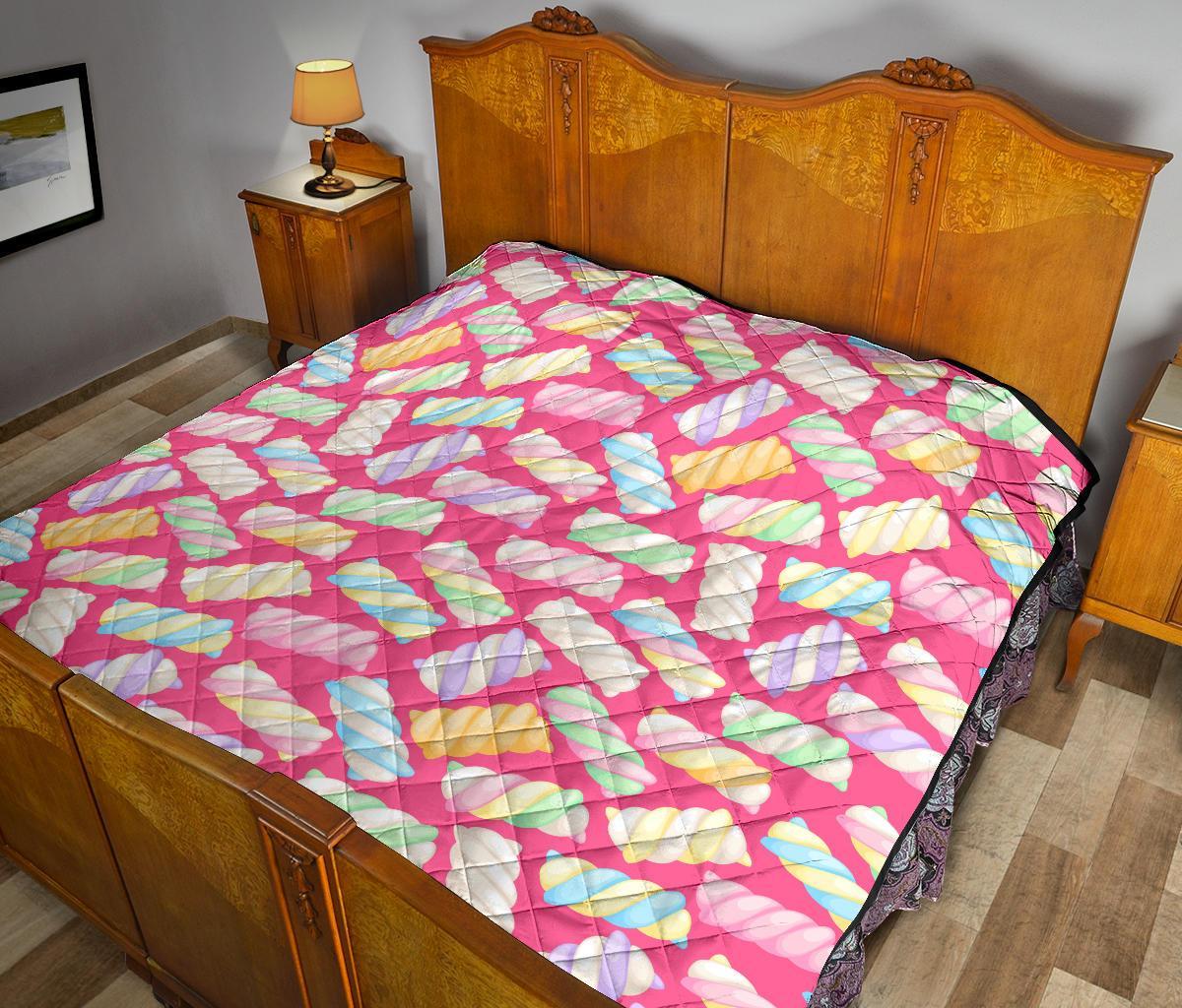 Marshmallow Pink Pattern Print Quilt-grizzshop