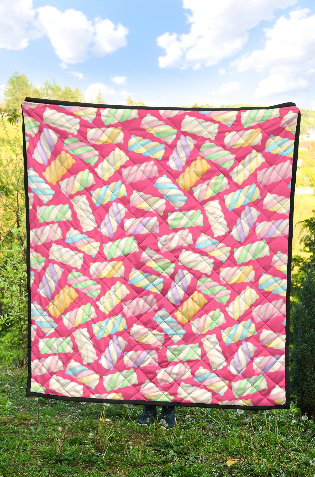 Marshmallow Pink Pattern Print Quilt-grizzshop