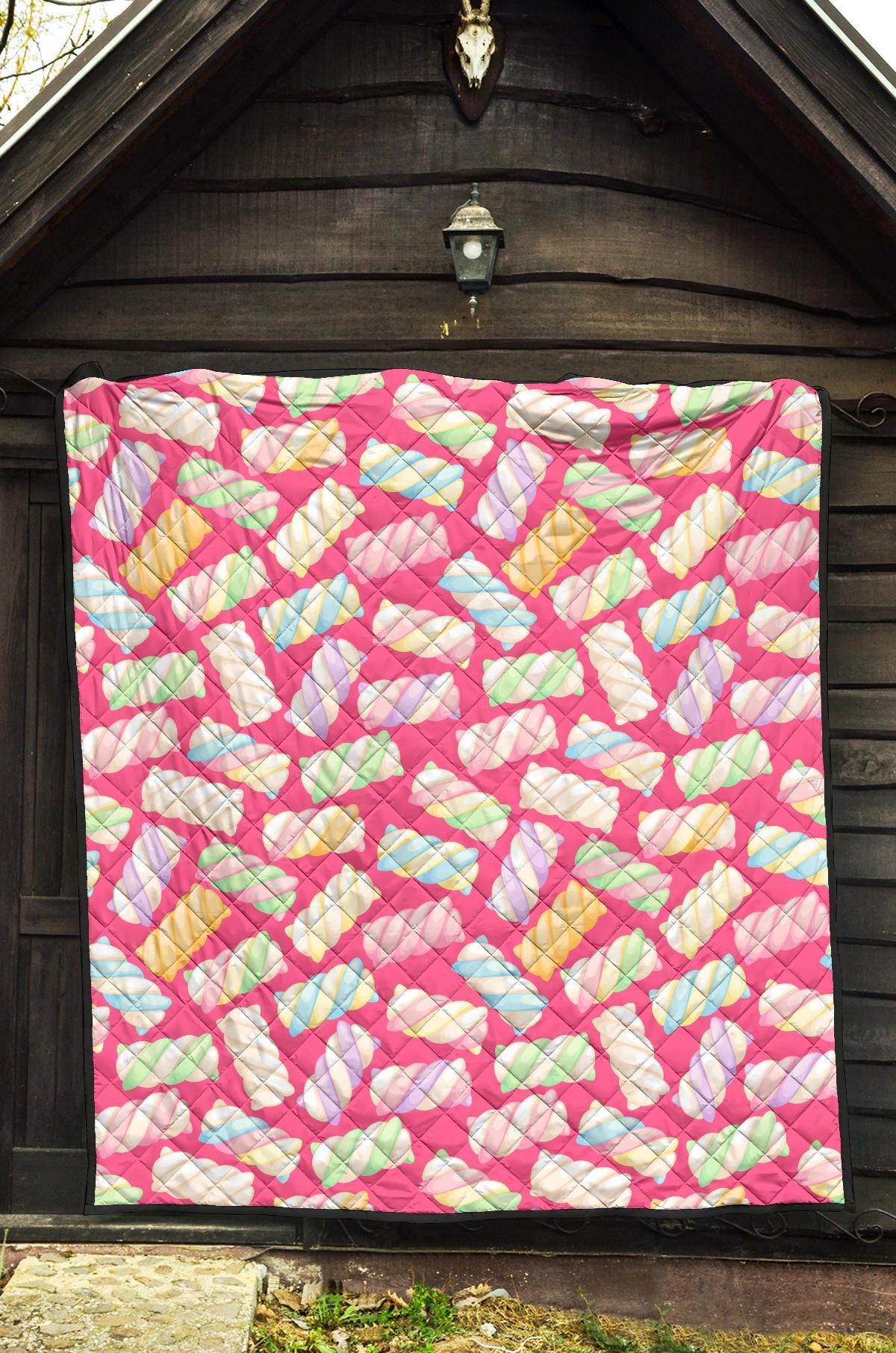 Marshmallow Pink Pattern Print Quilt-grizzshop