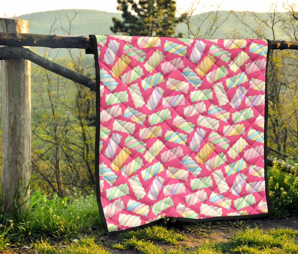 Marshmallow Pink Pattern Print Quilt-grizzshop