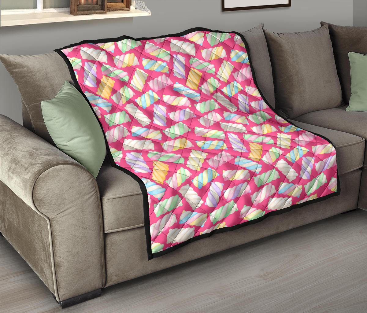 Marshmallow Pink Pattern Print Quilt-grizzshop