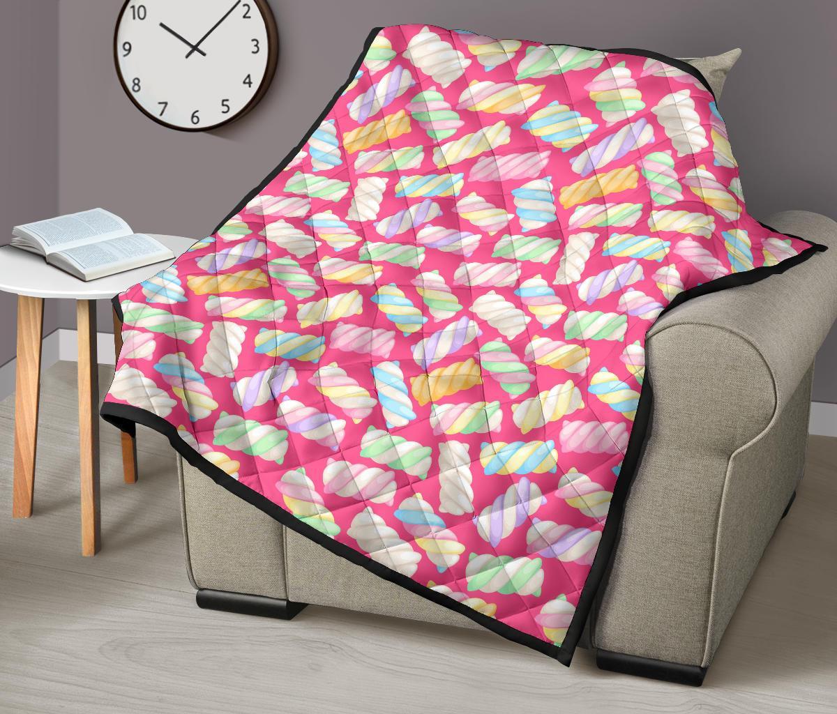 Marshmallow Pink Pattern Print Quilt-grizzshop