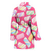 Marshmallow Pink Pattern Print Women Long Robe-grizzshop