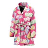 Marshmallow Pink Pattern Print Women Long Robe-grizzshop