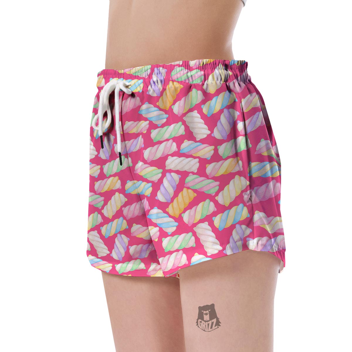 Marshmallow Pink Pattern Print Women's Shorts-grizzshop
