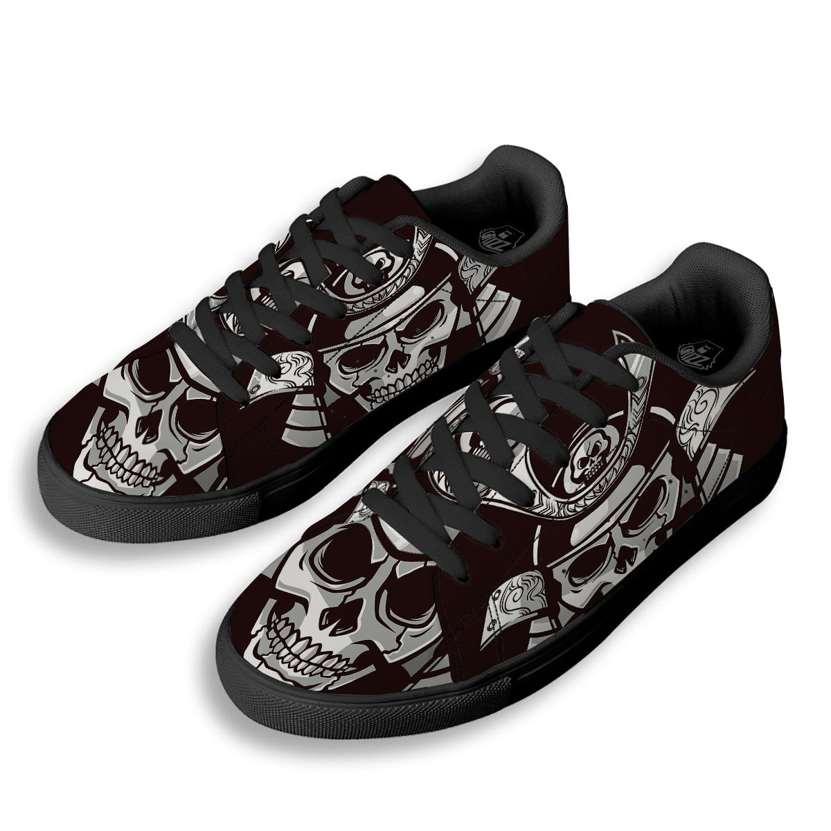 Mask Black Samurai Print Black Low Top Sneakers-grizzshop