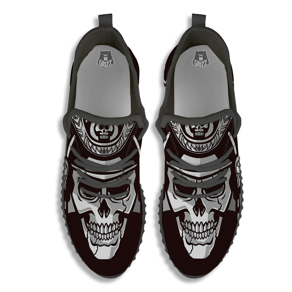 Mask Black Samurai Print Black Walking Shoes-grizzshop