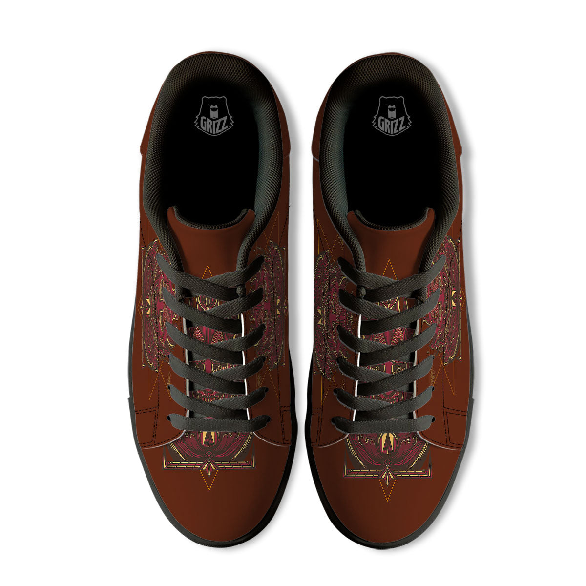 Mask Geometric Samurai Print Black Low Top Sneakers-grizzshop