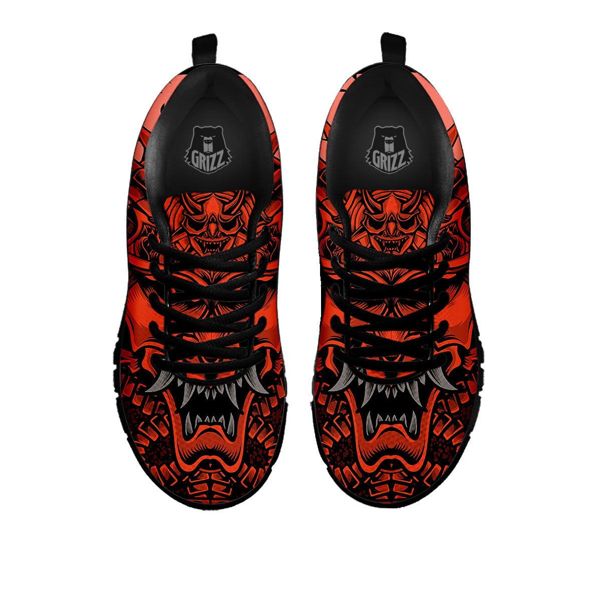 Mask Red Samurai Print Black Sneaker-grizzshop