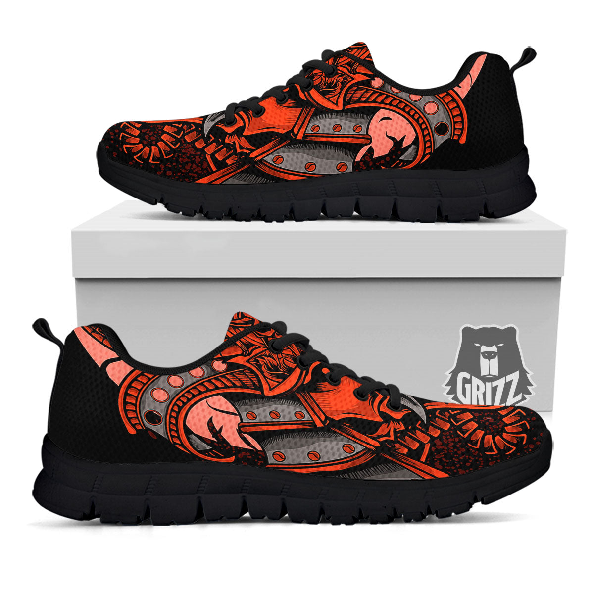 Mask Red Samurai Print Black Sneaker-grizzshop