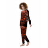 Mask Red Samurai Print Women's Pajamas-grizzshop