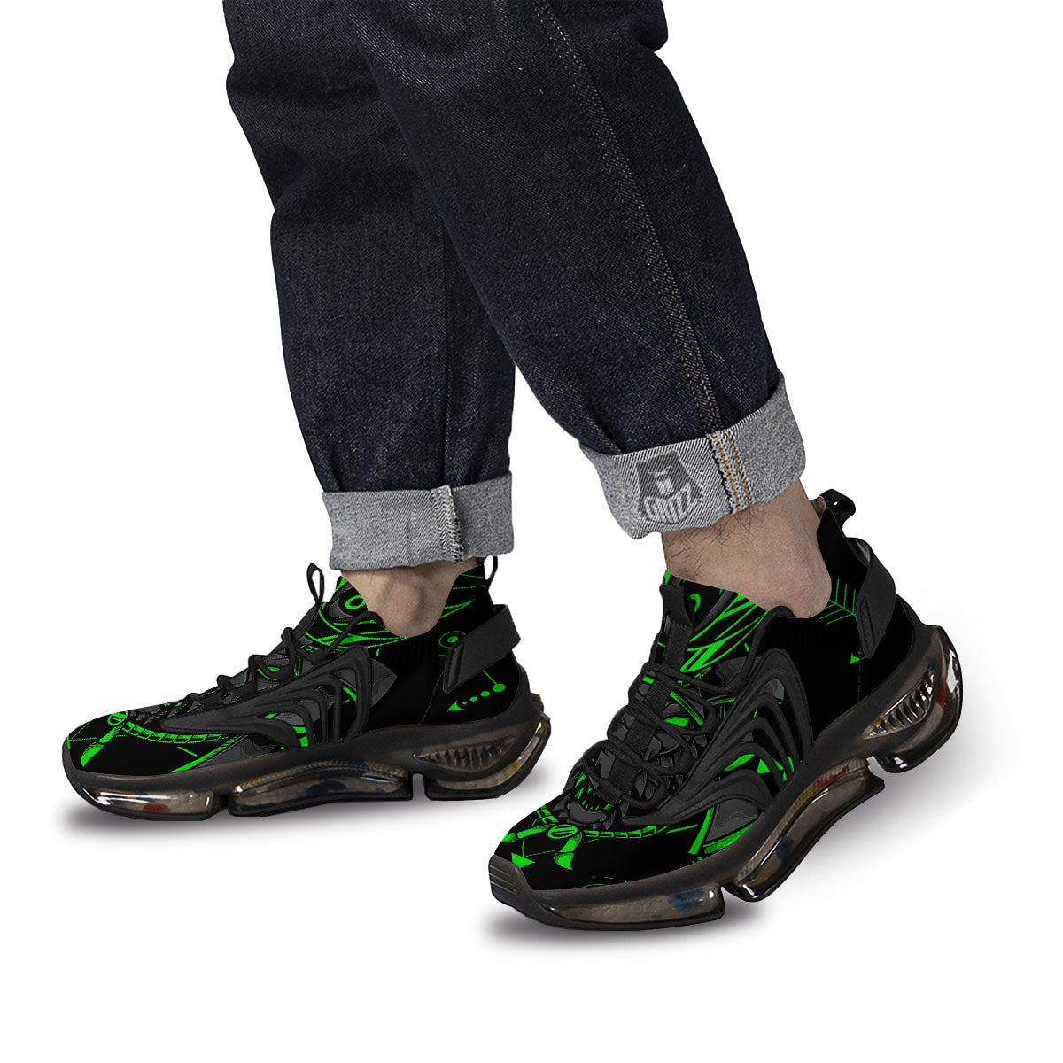Mask Robot Samurai Print Black Gym Shoes-grizzshop
