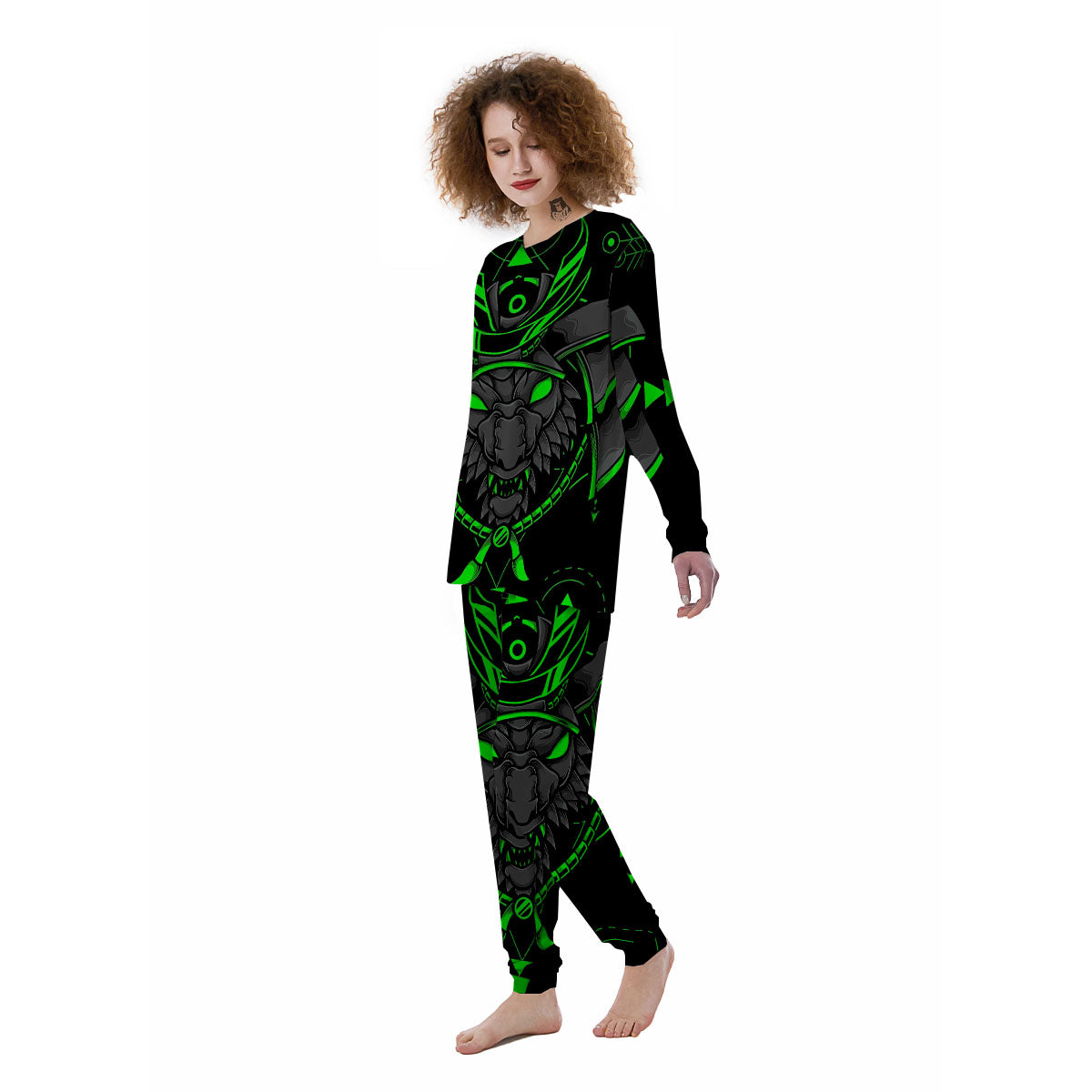 Mask Robot Samurai Print Women's Pajamas-grizzshop