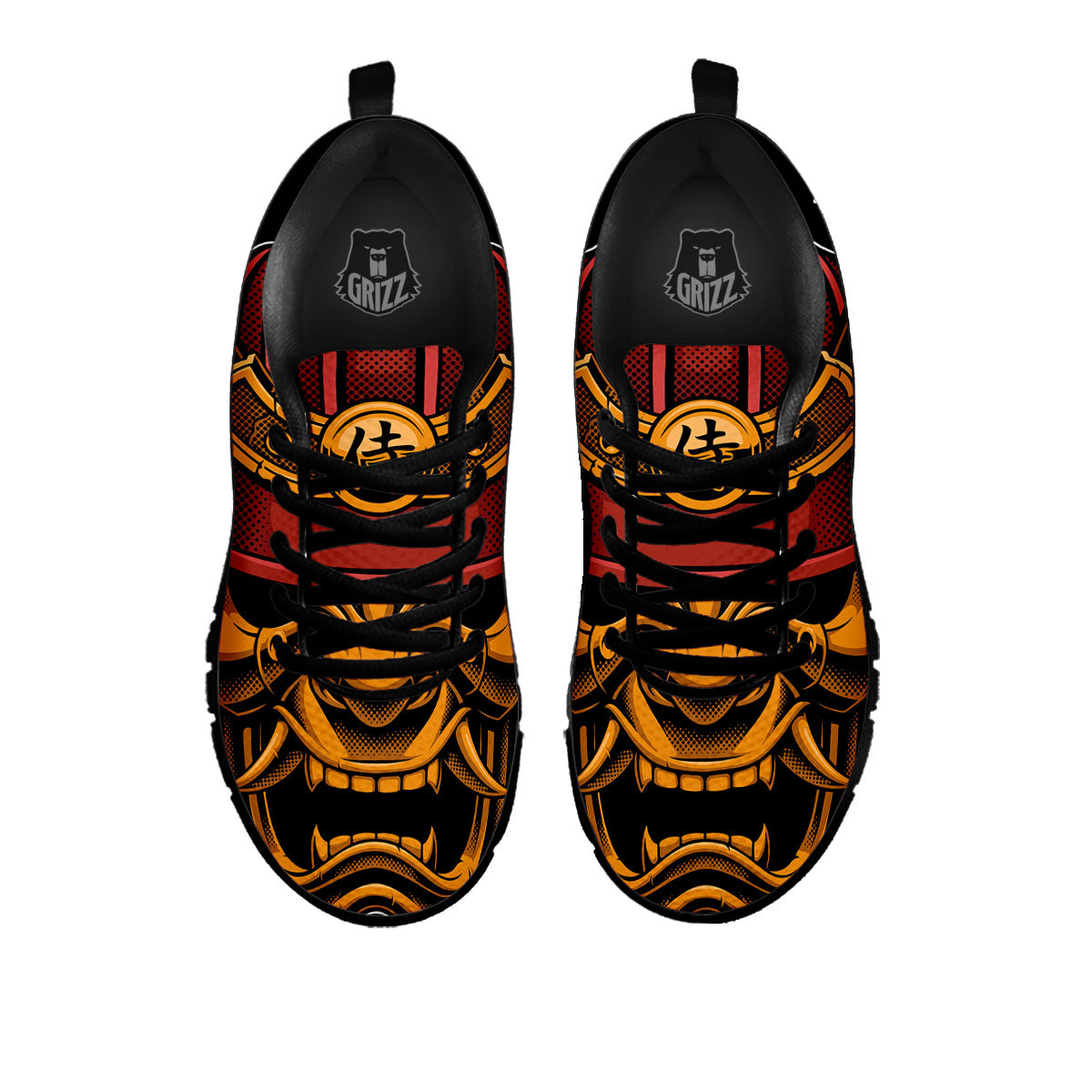 Mask Samurai Warrior Print Black Sneaker-grizzshop